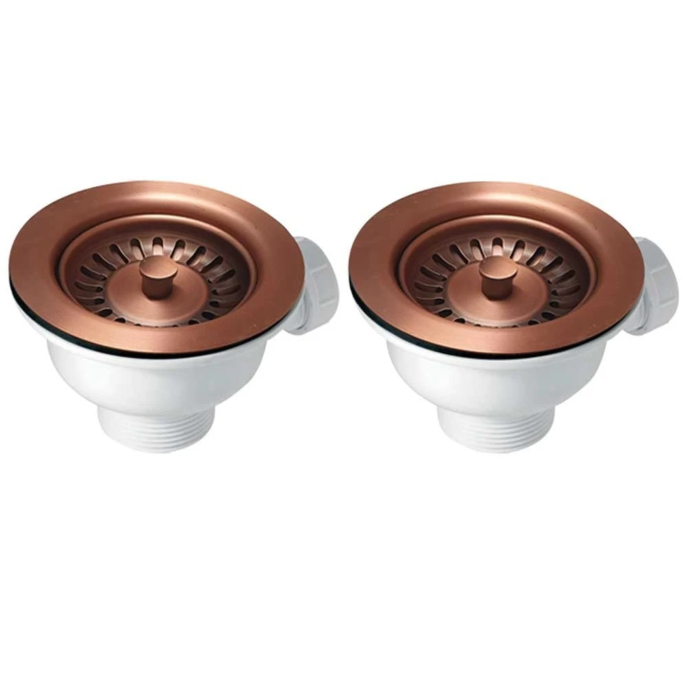 2x 90mm Antique Copper Strainer Waste For Astini, RAK, Rangemaster Ceramic Sink 1 2x 90mm Antique Copper Strainer Waste For Astini, RAK, Rangemaster Ceramic Sink