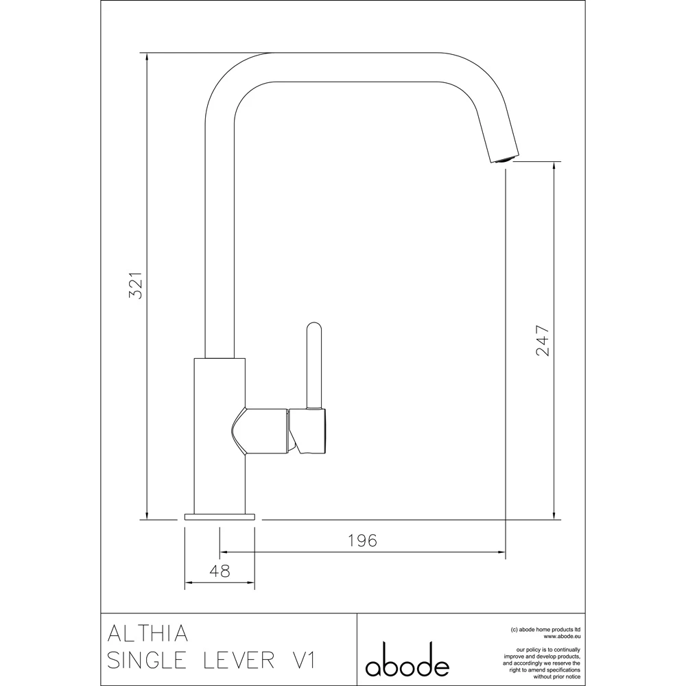 Abode Althia Brushed Nickel Single Lever Kitchen Sink Mixer Tap AT1259 2 Abode Althia Brushed Nickel Single Lever Kitchen Sink Mixer Tap AT1259 - Image 2