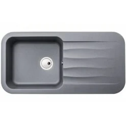 Abode Dune 1.0 Bowl Composite Grey Metallic Granite Reversible Kitchen Sink