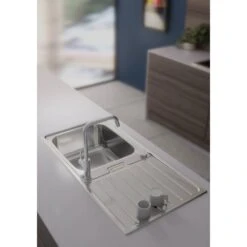 Abode Neron 1.0 Bowl Brushed Stainless Steel Compact Reversible Kitchen Sink -Household Goods Shop abode neron 1 0 bowl brushed stainless steel compact reversible kitchen sink p37414 183308 image