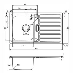 Abode Neron 1.0 Bowl Brushed Stainless Steel Compact Reversible Kitchen Sink -Household Goods Shop abode neron 1 0 bowl brushed stainless steel compact reversible kitchen sink p37414 183309 image