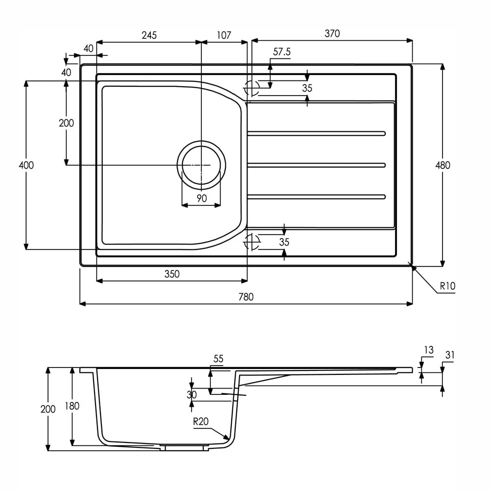 Abode Oriel 1.0 Bowl Frost White Granite Reversible Kitchen Sink 3 Abode Oriel 1.0 Bowl Frost White Granite Reversible Kitchen Sink - Image 3