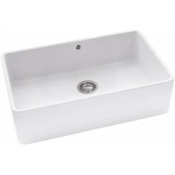 Abode Provincial Large 1.0 Bowl White Ceramic Undermount Kitchen Sink
