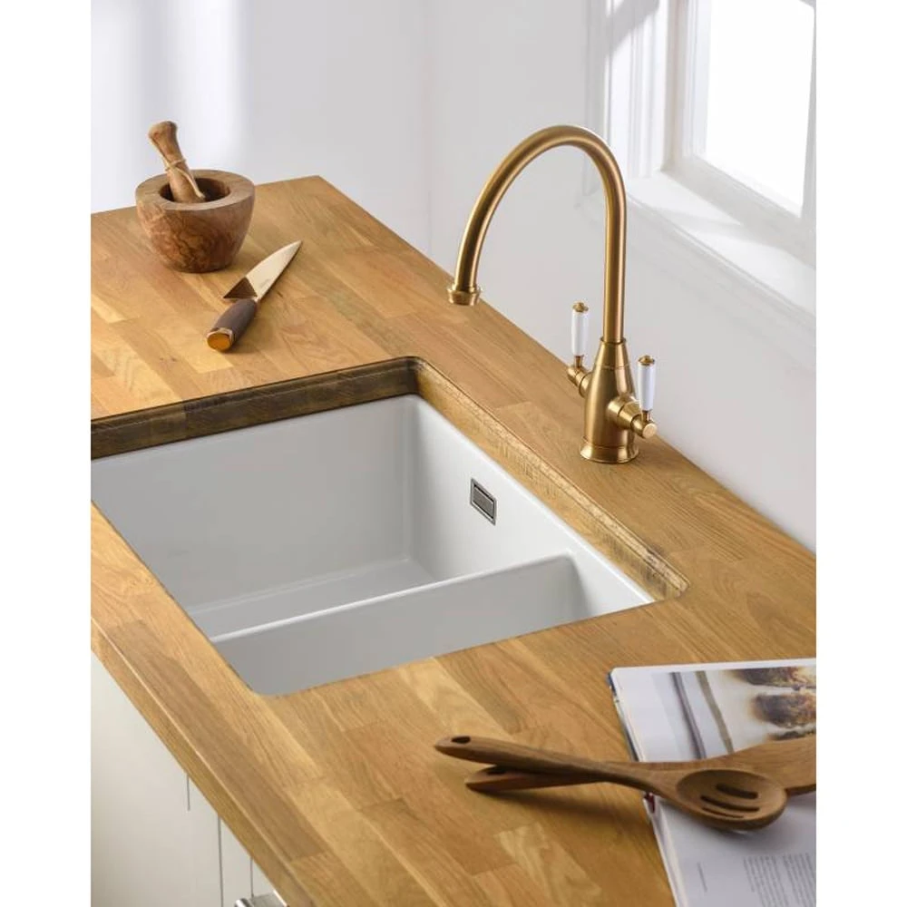 Abode Sandon 1.5 Bowl White Ceramic Kitchen Sink LHMB 3 Abode Sandon 1.5 Bowl White Ceramic Kitchen Sink LHMB - Image 3