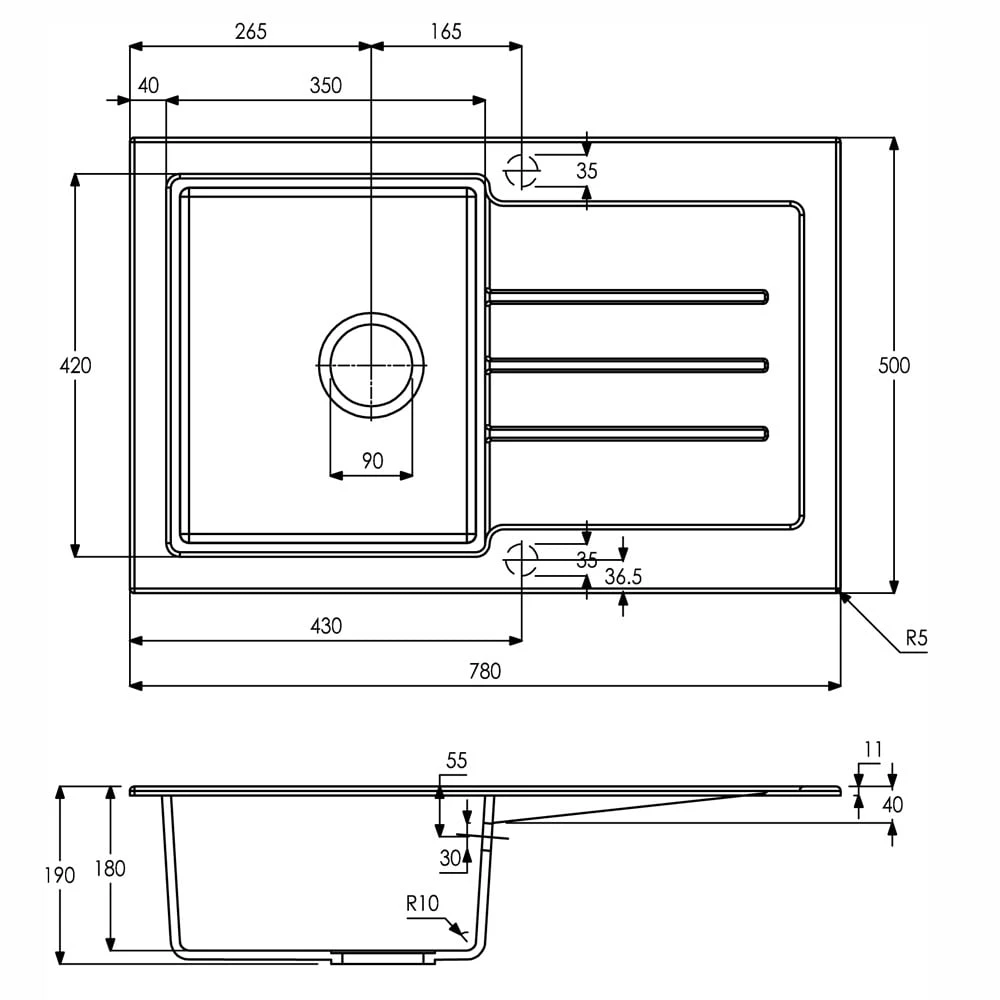 Abode Xcite 1.0 Bowl Frost White Granite Kitchen Sink 3 Abode Xcite 1.0 Bowl Frost White Granite Kitchen Sink - Image 3