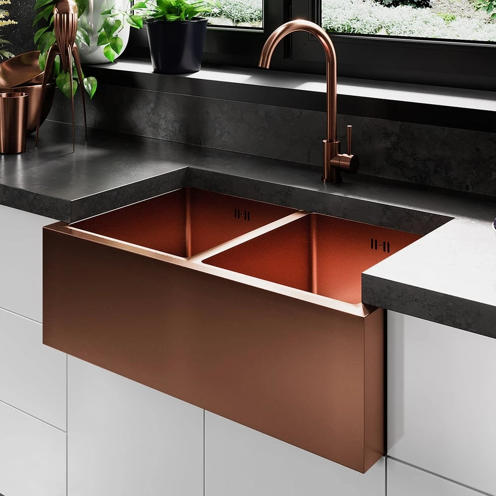 Astini Belfast 800 2.0 Bowl Copper Brushed Stainless Steel Kitchen Sink & Waste 1 Astini Belfast 800 2.0 Bowl Copper Brushed Stainless Steel Kitchen Sink & Waste