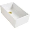 Astini Belgrave 760 1.0 Bowl White Ceramic Kitchen Sink & Gold Waste