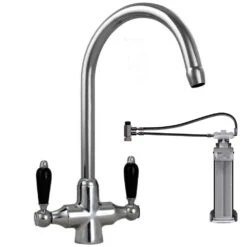 Astini Colonial Chrome & Black Ceramic Handle Kitchen Mixer Tap & Filter Kit -Household Goods Shop astini colonial chrome black ceramic handle kitchen mixer tap filter kit p35420 173908 image