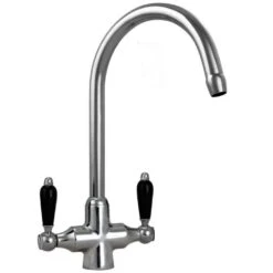 Astini Colonial Chrome & Black Ceramic Handle Kitchen Mixer Tap & Filter Kit