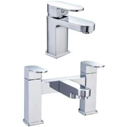 Astini Comet Chrome Bathroom Basin & Bath Mixer Tap Pack Set