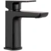 Astini Crane Matt Black Bathroom Basin Mixer Tap & Slotted Waste