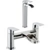 Astini Curved Waterfall Tall Chrome Bathroom Basin & Bath Mixer Tap Pack Set