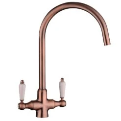 Astini Desire 100 1 Bowl White Ceramic Kitchen Sink, Copper Waste & Colonial Tap -Household Goods Shop astini desire 100 1 bowl white ceramic kitchen sink copper waste colonial tap p63518 282330 image