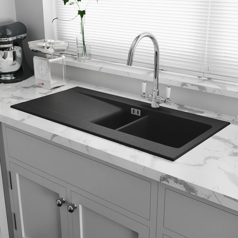 Astini Desire 150 1.5 Bowl Matt Black Ceramic Kitchen Sink & Waste 2 Astini Desire 150 1.5 Bowl Matt Black Ceramic Kitchen Sink & Waste - Image 2