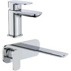 Astini Mandrill Chrome Mono Bathroom Basin & Wall Mounted Bath Tap Pack Set