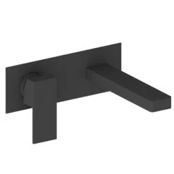 Astini Opah Matt Black Wall Mounted Basin Mixer Tap With EZ Box