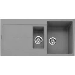Astini Quadro 1.5 Bowl Granite Croma Grey Kitchen Sink & Cosmo 5E Tap -Household Goods Shop astini quadro 1 5 bowl granite croma grey kitchen sink cosmo 5e tap p65835 282679 image