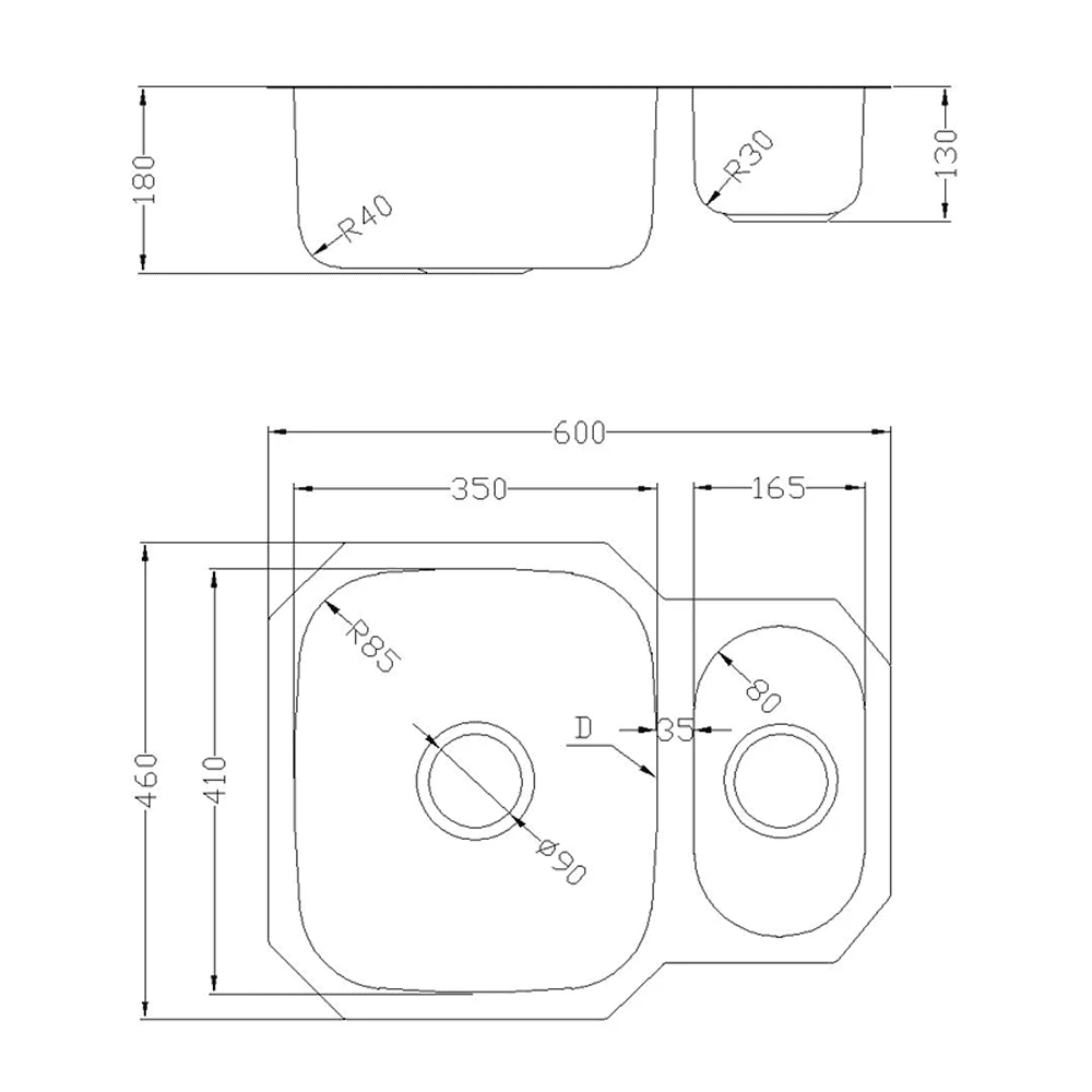 Astini Renzo 1.5 Bowl Brushed Stainless Steel Undermount Reversible Kitchen Sink, Waste & Colander 12 Astini Renzo 1.5 Bowl Brushed Stainless Steel Undermount Reversible Kitchen Sink, Waste & Colander - Image 12