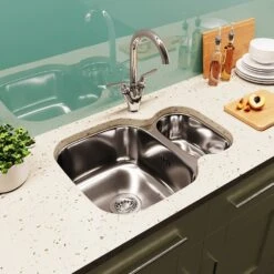 Astini Renzo 1.5 Bowl Brushed Stainless Steel Undermount Reversible Kitchen Sink, Waste & Colander 17 Astini Renzo 1.5 Bowl Brushed Stainless Steel Undermount Reversible Kitchen Sink, Waste & Colander -Household Goods Shop astini renzo 1 5 bowl brushed stainless steel undermount reversible kitchen sink waste colander p35398 176147 image