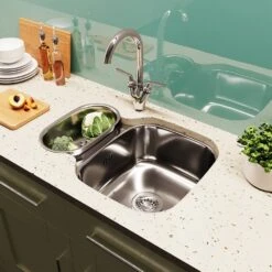 Astini Renzo 1.5 Bowl Brushed Stainless Steel Undermount Reversible Kitchen Sink, Waste & Colander 18 Astini Renzo 1.5 Bowl Brushed Stainless Steel Undermount Reversible Kitchen Sink, Waste & Colander -Household Goods Shop astini renzo 1 5 bowl brushed stainless steel undermount reversible kitchen sink waste colander p35398 176148 image