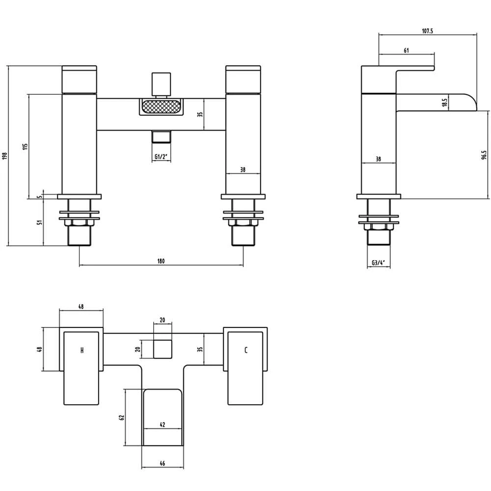 Astini Straight Waterfall Chrome Bath Shower Mixer Tap 2 Astini Straight Waterfall Chrome Bath Shower Mixer Tap - Image 2