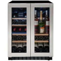 Avintage Undercounter 42 Bottle Twin Door Stainless Steel Wine Cooler