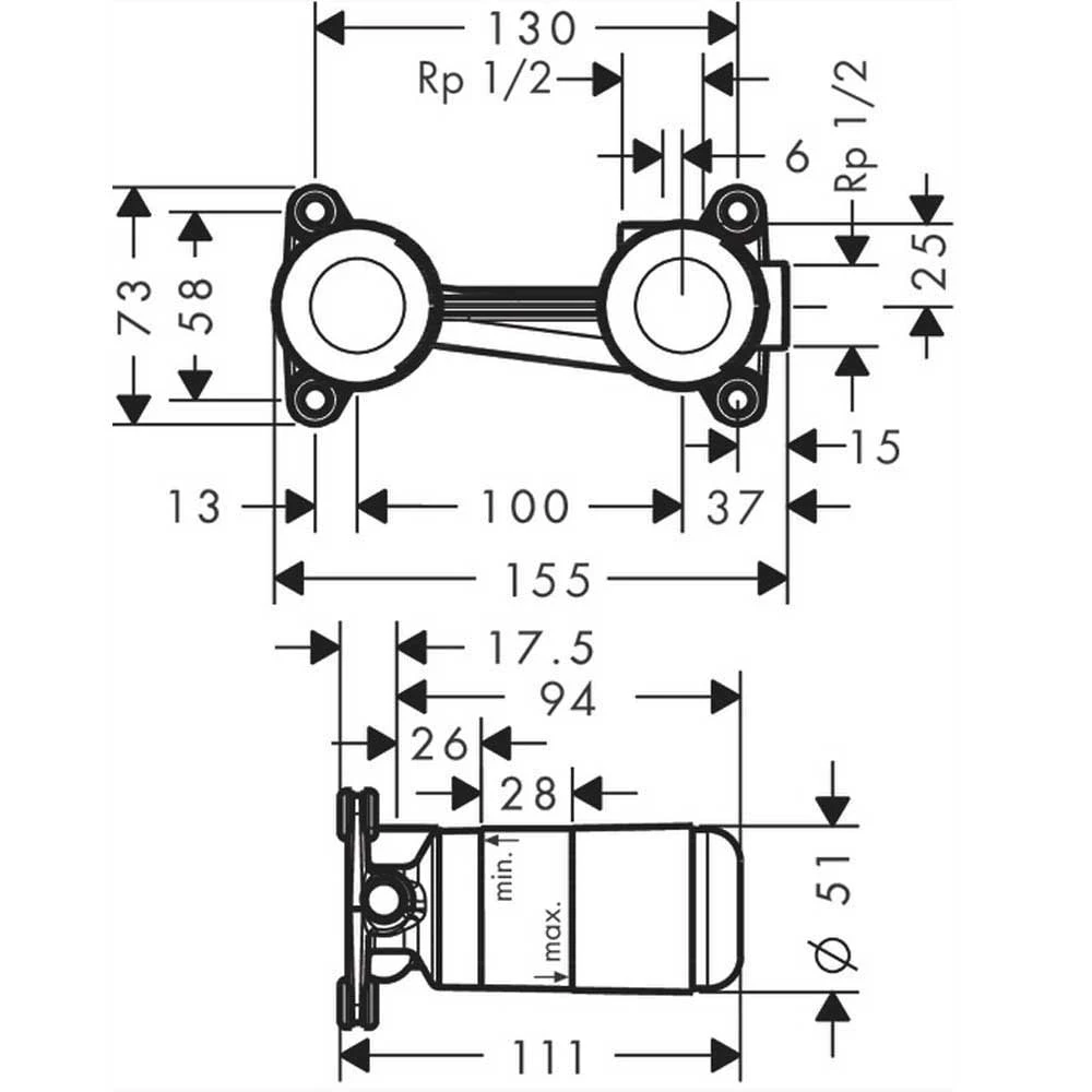 AXOR Basic Set For Single Lever Basin Mixer Wall-Mounted 2 AXOR Basic Set For Single Lever Basin Mixer Wall-Mounted - Image 2