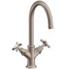 AXOR Montreux Brushed Nickel Cross Handles Basin Mixer Tap 210 With Pop-Up Waste