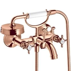 AXOR Montreux Polished Redgold Exposed Cross Handles Manual Bath Mixer Tap