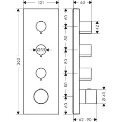 AXOR Shower Solutions Concealed Thermostatic Module Square Valve With 3 Outlets -Household Goods Shop axor shower solutions concealed thermostatic module square valve with 3 outlets p34092 166258 image