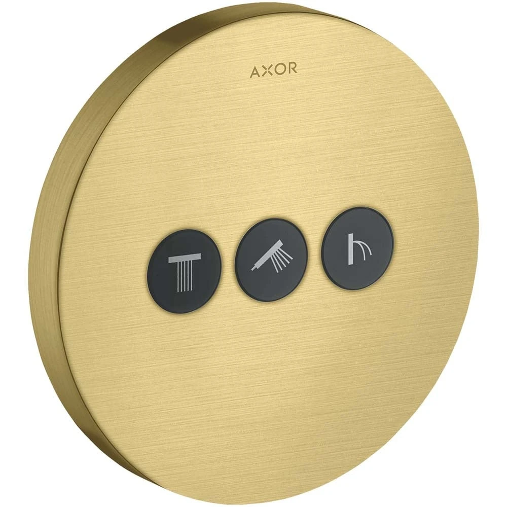 AXOR Showerselect Brushed Brass Concealed Round Shower Valve For 3 Outlets 1 AXOR Showerselect Brushed Brass Concealed Round Shower Valve For 3 Outlets