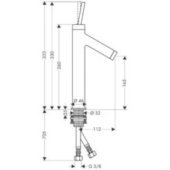AXOR Starck Chrome Single Lever Basin Mixer Tap 170 With Pin Handle Without Waste -Household Goods Shop axor starck chrome single lever basin mixer tap 170 with pin handle without waste p34075 168696 image
