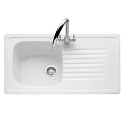 Caple Ashford 100 1.0 Bowl White Ceramic Kitchen Sink ASH1W