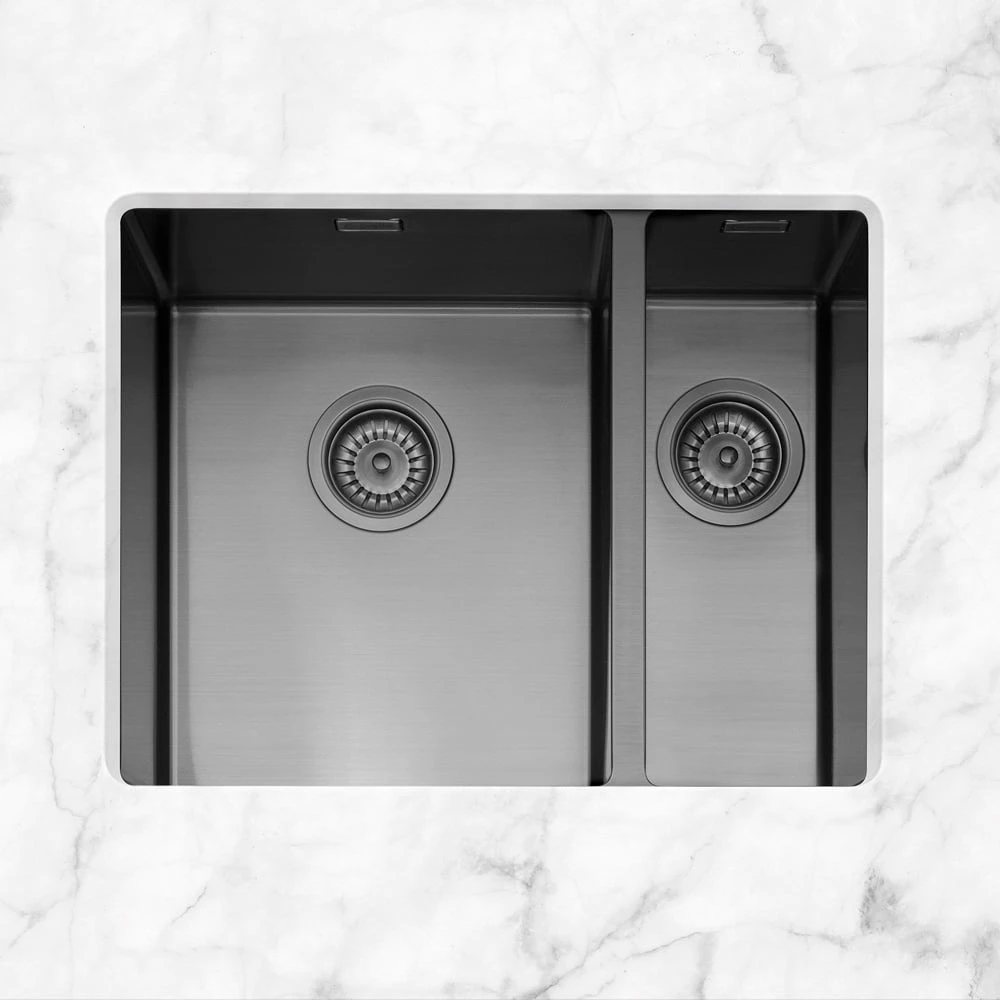 Caple Mode 3415 1.5 Bowl Gunmetal Stainless Steel Kitchen Sink 2 Caple Mode 3415 1.5 Bowl Gunmetal Stainless Steel Kitchen Sink - Image 2