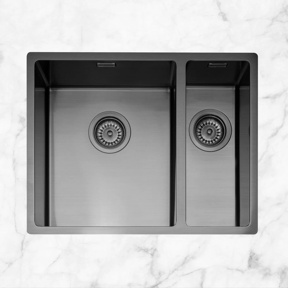Caple Mode 3415 1.5 Bowl Gunmetal Stainless Steel Kitchen Sink 4 Caple Mode 3415 1.5 Bowl Gunmetal Stainless Steel Kitchen Sink - Image 4