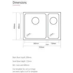 Caple Mode 3415 1.5 Bowl Gunmetal Stainless Steel Kitchen Sink 9 Caple Mode 3415 1.5 Bowl Gunmetal Stainless Steel Kitchen Sink -Household Goods Shop caple mode 3415 1 5 bowl gunmetal stainless steel kitchen sink p31911 174612 image