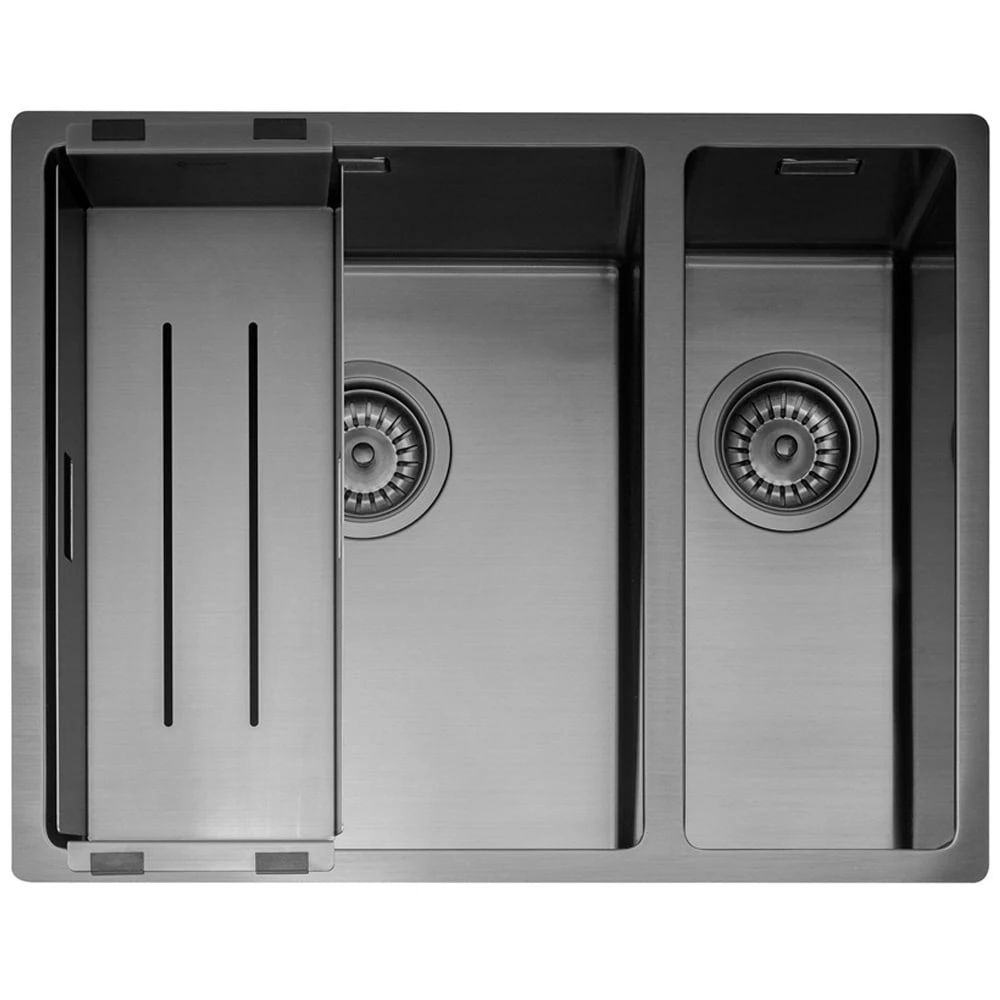 Caple Mode 3415 1.5 Bowl Gunmetal Stainless Steel Kitchen Sink 3 Caple Mode 3415 1.5 Bowl Gunmetal Stainless Steel Kitchen Sink - Image 3