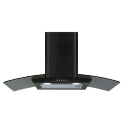 CDA 80cm Curved Glass Extractor Hood - Black ECP82BL