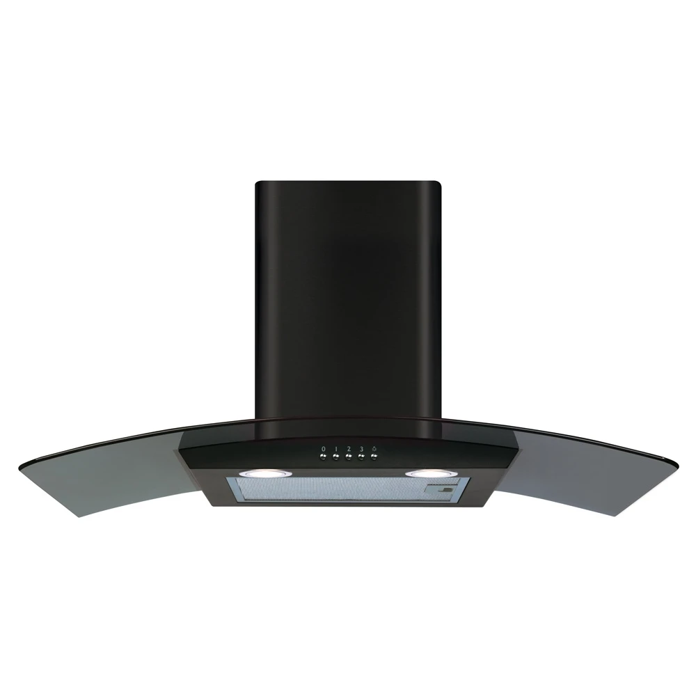 CDA 80cm Curved Glass Extractor Hood - Black ECP82BL 1 CDA 80cm Curved Glass Extractor Hood - Black ECP82BL