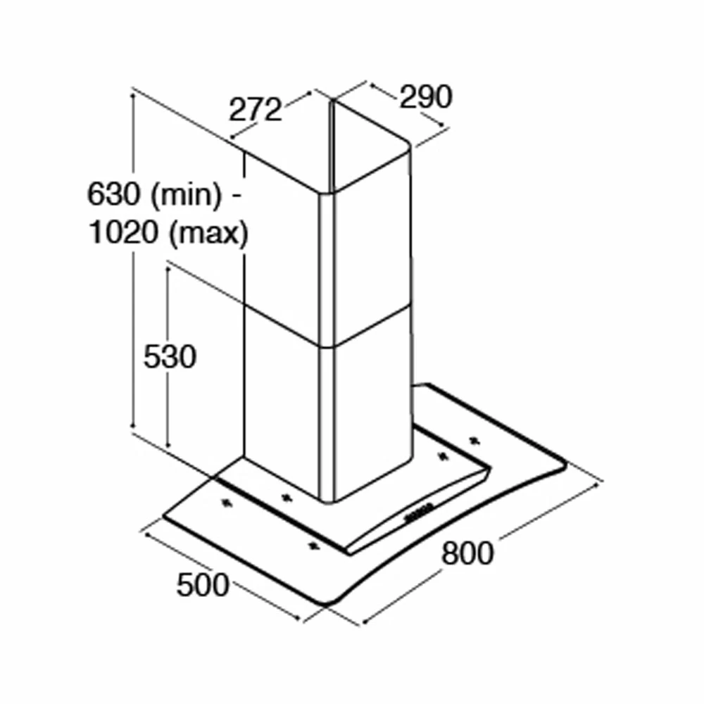 CDA 80cm Curved Glass Extractor Hood - Black ECP82BL 2 CDA 80cm Curved Glass Extractor Hood - Black ECP82BL - Image 2