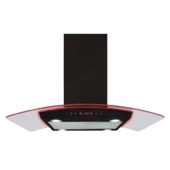 CDA 90cm Curved Glass Island Extractor Black EKPK90BL