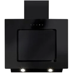 CDA Angled Extractor Black Glass With Level 2 Side Strips 60cm EVA60BL