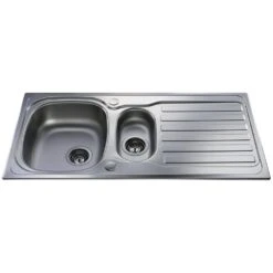 CDA KA22SS 1.5 Bowl Polished Stainless Steel Reversible Kitchen Sink & Waste