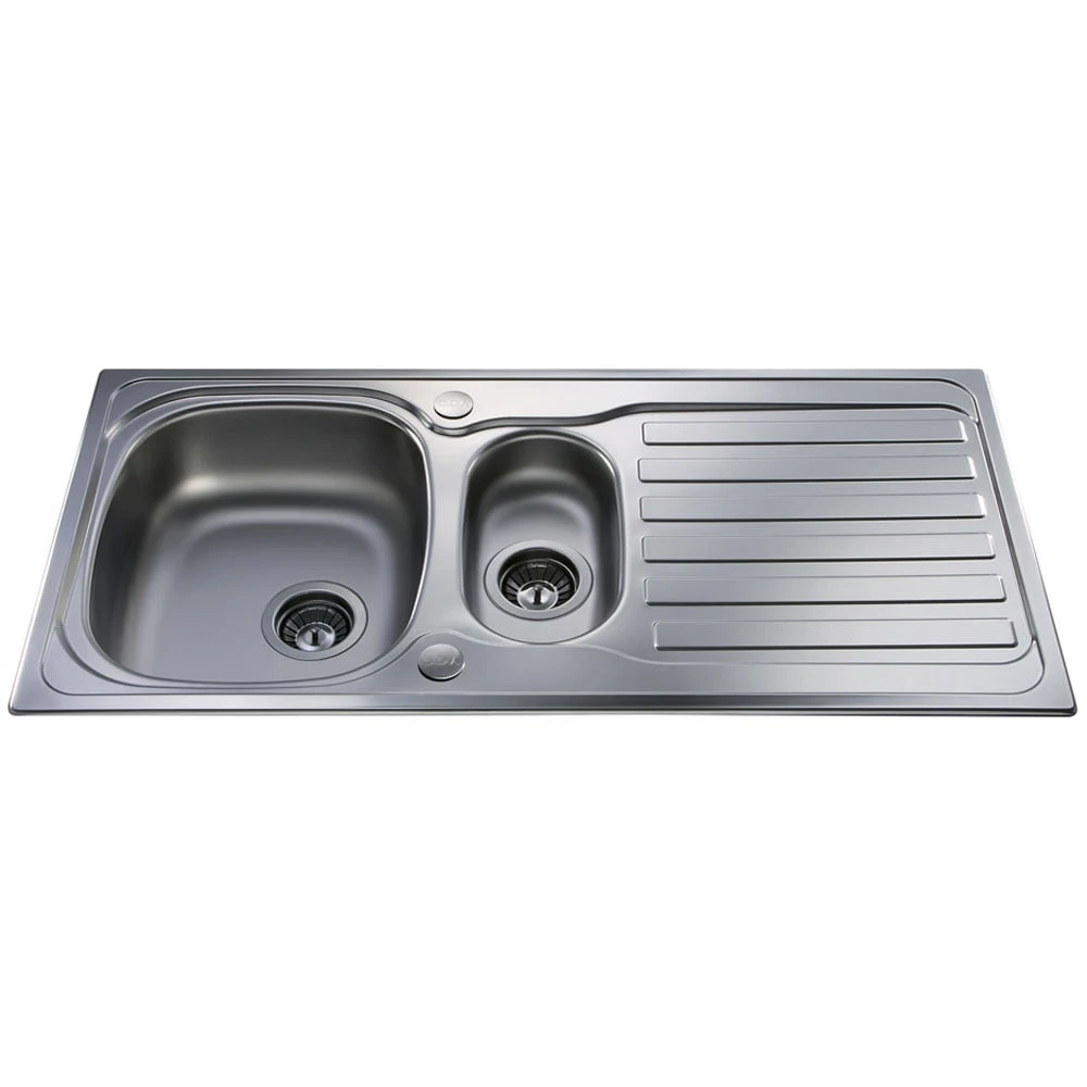 CDA KA22SS 1.5 Bowl Polished Stainless Steel Reversible Kitchen Sink & Waste 1 CDA KA22SS 1.5 Bowl Polished Stainless Steel Reversible Kitchen Sink & Waste