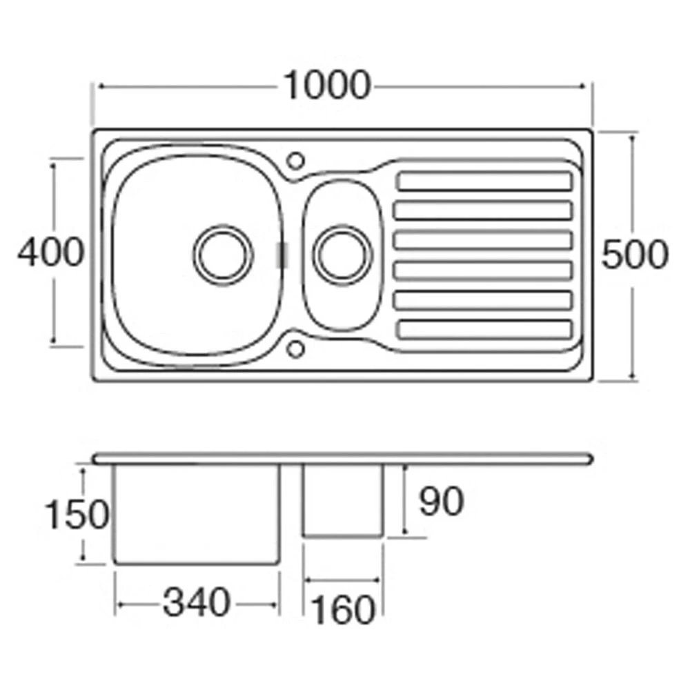 CDA KA22SS 1.5 Bowl Polished Stainless Steel Reversible Kitchen Sink & Waste 4 CDA KA22SS 1.5 Bowl Polished Stainless Steel Reversible Kitchen Sink & Waste - Image 4