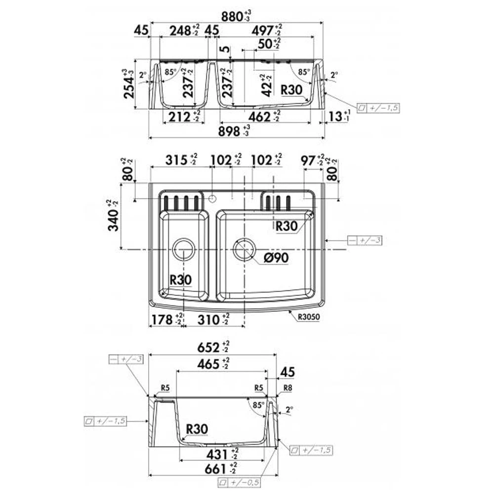 Chambord Clotaire III 1.5 Bowl Titanium Grey Granite Kitchen Sink & Waste 2 Chambord Clotaire III 1.5 Bowl Titanium Grey Granite Kitchen Sink & Waste - Image 2
