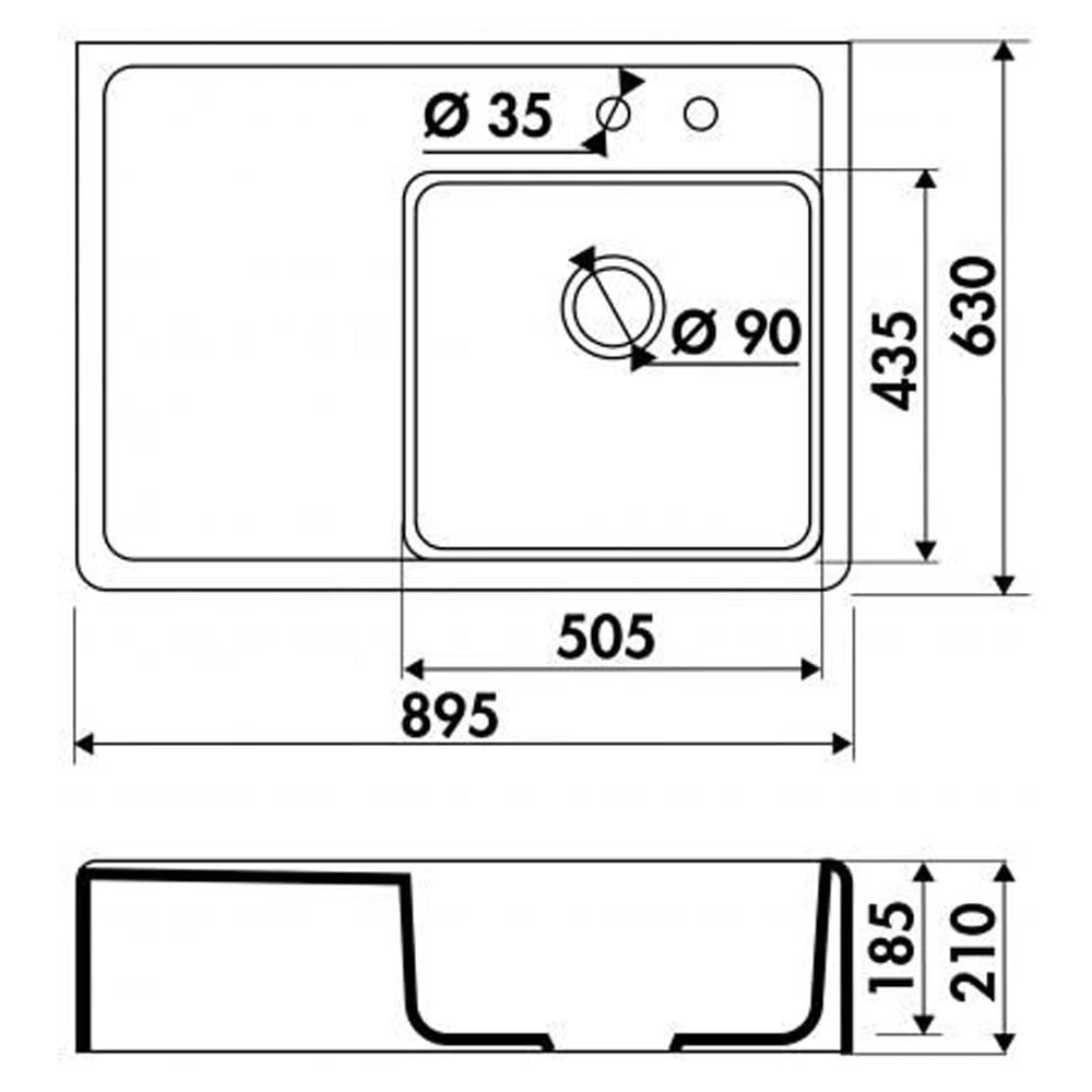 Chambord Thibert II 1.0 Bowl Black Granite Kitchen Sink & Waste 2 Chambord Thibert II 1.0 Bowl Black Granite Kitchen Sink & Waste - Image 2