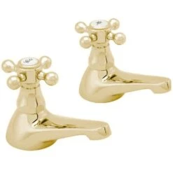 Deva Tudor Gold Bathroom Hot & Cold Bath Taps TUD02-501