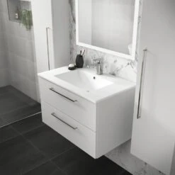 Elation Mito White Modern Slim Ceramic Basin 750mm - 813