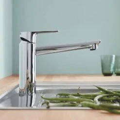 Grohe Bauedge Chrome Medium Spout Single-Lever Kitchen Sink Mixer Tap 31693000